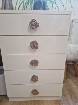 Psací rohový stůl bílý lesk - 2