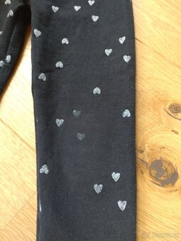 Legíny zateplené - černé, střib.srdíčka (98) - 2