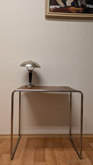 Funkcionalismus - starožitný chromovaný stolek a lampa - 2