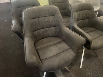 Nové 4x jídelní židle - křesílka tmavě šedé - 2