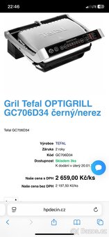 Gril Tefal OPTIGRILL GC706D34 černý/nerez - 2