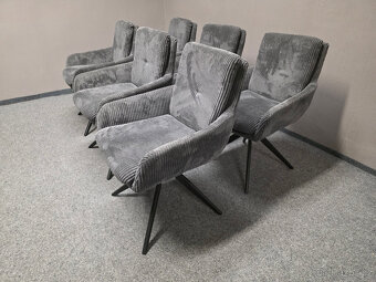 Nová 6x otočná židle šedý manšestr - 2