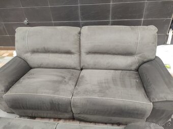 Masivní velká sedačka hnědá broušené um. kůže-nová - 2