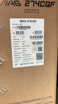 Herní monitor 27” MSI MAG 274CQF - 2