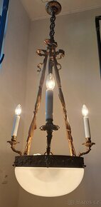 Starožitný secesní set, lustr, lampa,aplika, secese. - 2