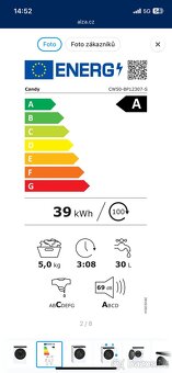 Úzká pračka s předním plněním Candy CW50-BP12307G-S - 2