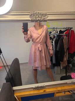 Pudrové růžové košilové šaty S - 2