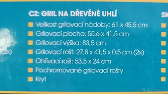 Gril na dřevěné uhlí, Luxusní zahradní gril, Nastavitelná vý - 2