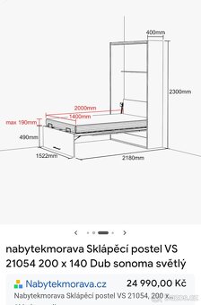 Sklápěcí postel 140x200 - 2