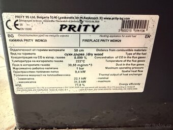 Kamna PRITY s teplovodním výměníkem - 2