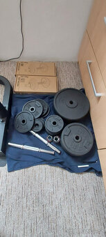 TOP domácí posilovací set – lavice + osy + 78 kg kotoučů - 2
