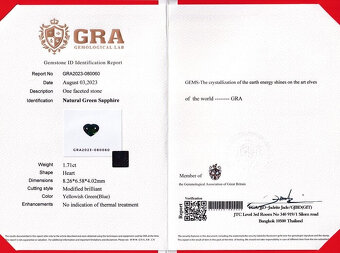 Přírodní safír, GRA certifikát, čistota IF, 1.71ct - 2