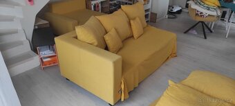 Žlutý gauč vhodný i ke spaní - flekatý, jinak v pořádku - 2
