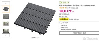 WPC dlaždice Konsta 30 x 30 cm s klick systémem cca 270 kusů - 2