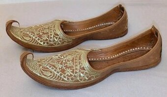 Arabské vintage kožené zlacené boty botičky Hand made - 2