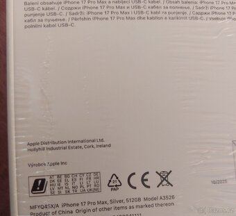 IPhone17 Pro Max ,Silverstone, 512GB NOVÝ - 2