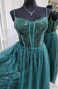 NOVÉ plesové šaty SMARAGDOVÉ - 2