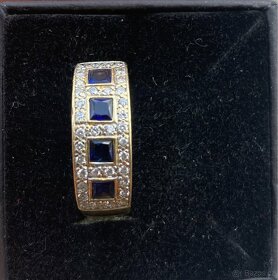 Zlatý prsten se safíry a diamanty - 2