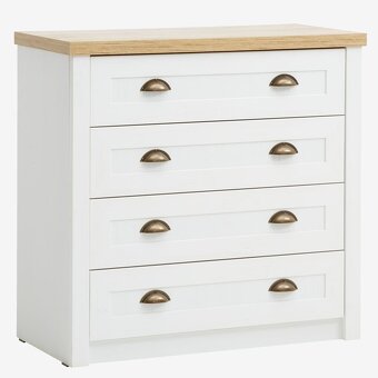 Komoda MARKSKEL 4 zásuvky bílá/barva dubu - 2