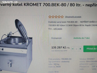 varný elektrický kotel zn. KROMRT - objem 80 litrů - 2
