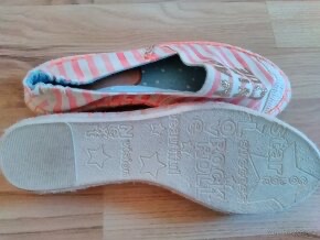 Nové espadrilky pruhované béžovo korálová - 2