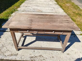 Starožitný velký  hospodský stůl se 2 šuplíky - 2