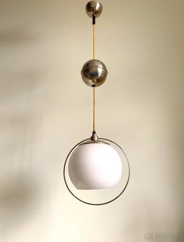 Starý stahovací lustr, poniklovaná mosaz - 2