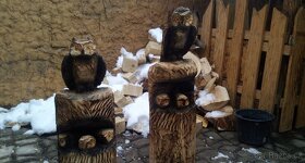 dřevěné sochy, sovy motorovou pilou, dárek - 2