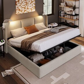 Manželská postel, čalouněná postel 160x200 - 2
