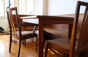 Ikonická souprava z 30.let jídelního stolu s rohovou lavicí - 2