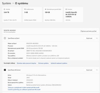HP Z4 G4, 6/12 jádro, 128GB RAM, 2TB NVMe, 2TB HDD, Quadro - 2