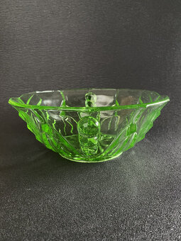 Starožitná Art Deco mísa 23 cm, uranové sklo - 2