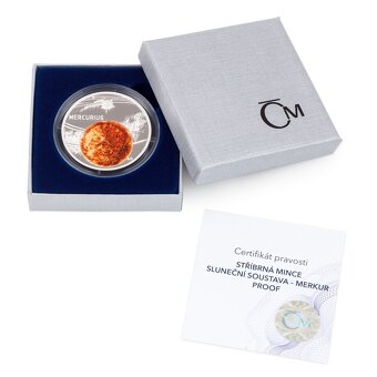 Stříbrná mince Sluneční soustava - Merkur proof - jen 800 ks - 2