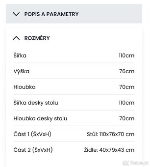 Jídelní sestava- stůl a židle - 2