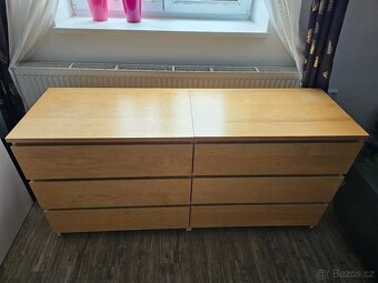 PRODÁM SADU 2KS KOMOD IKEA MALM 3 ŠUPLÍKY - DÝHA BŘÍZA - 2