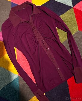 HUGO BOSS  VÍNOVÁ SLIM STREČOVÁ DÁMSKÁ HALENKA-KOŠILE 38(S-M - 2