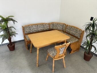 Rustikální rohová lavice+stůl+židle - 2