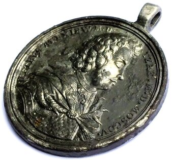 Rusko,Petr I. Veliký, medaile b.l.,Bitva u Poltavy 1709, cín - 2