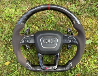 AUDI VOLANT KARBON - ALKANTARA - CERVENE ŠITIE - 2