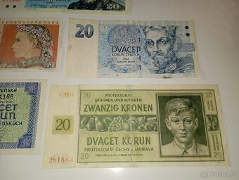 BANKOVKY 20 KČS, 5 RŮZNÝCH EMISÍ, VŠE NEPERFOROVANÉ - 2