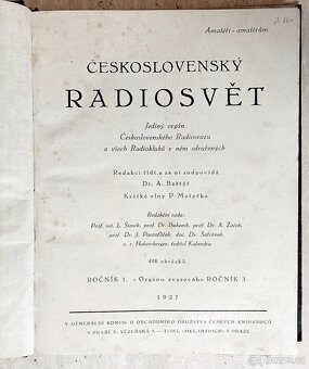 Časopisy ČESKOSLOVENSKÝ RADIOSVĚT, 1. ročník, rok 1927 - 2