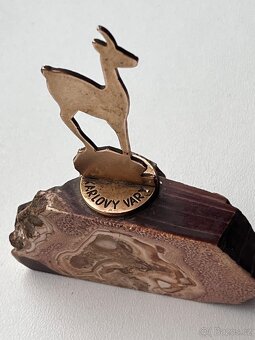 Starší lázeňské těžítko Karlovy Vary – přírodní kámen, mosaz - 2