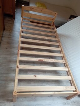 Postel 90x200 masiv borovice, matrace - 2