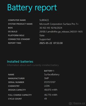 MS Surface Pro 7+ i7 16 RAM 1TB Dock KOMPLET baterie 95,70% - 2