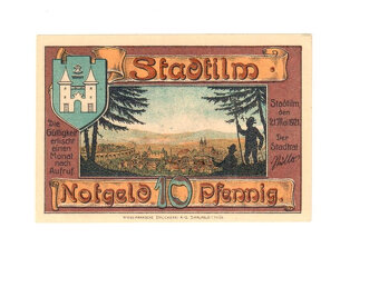 Nouzová bankovka 10 Pfennig Stadtilm, Německo 1921 - 2