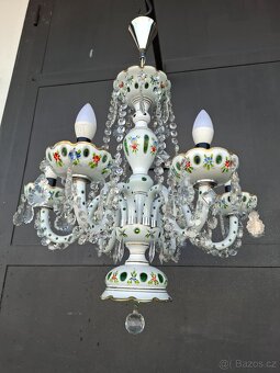 Starožitný porcelánový lustr s křištály - 2