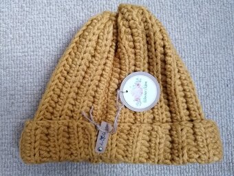 Nová sada dámské vlněné čepice a nákrčníku v hořčicové - 2