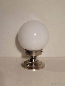 Art-Deco lustr z niklované mosazi, bílá  koule - 2