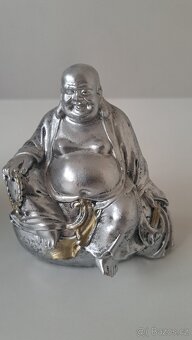 Buddha - hlava + sedící smějící se Buddha - dekorace - 2