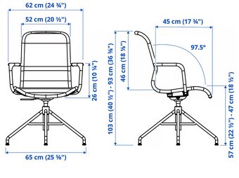 IKEA STIGBYGEL otočná židle s područkami, béžová/bílá - 2